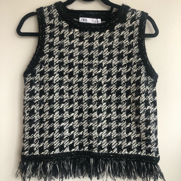 zara tweed vest
